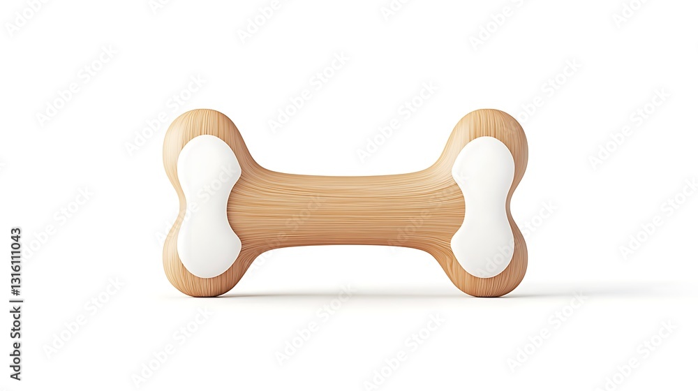 Light Wood and White Dog Bone Toy: 3D Render AI Generated Light Wood and White Dog Bone Toy: 3D Render AI Generated