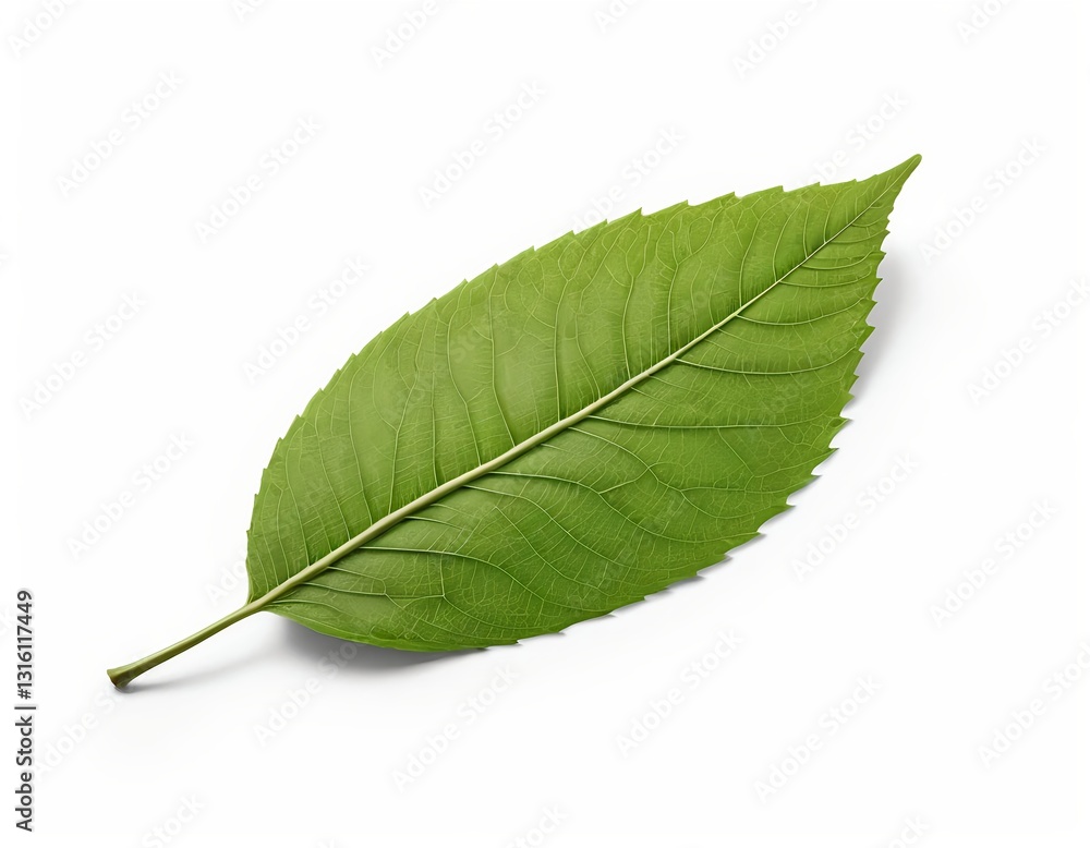 Obraz premium Single Green Leaf Isolated on White