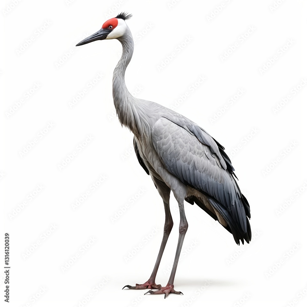 Grey Crowned Crane Isolated on White Background Grey Crowned Crane Isolated on White Background