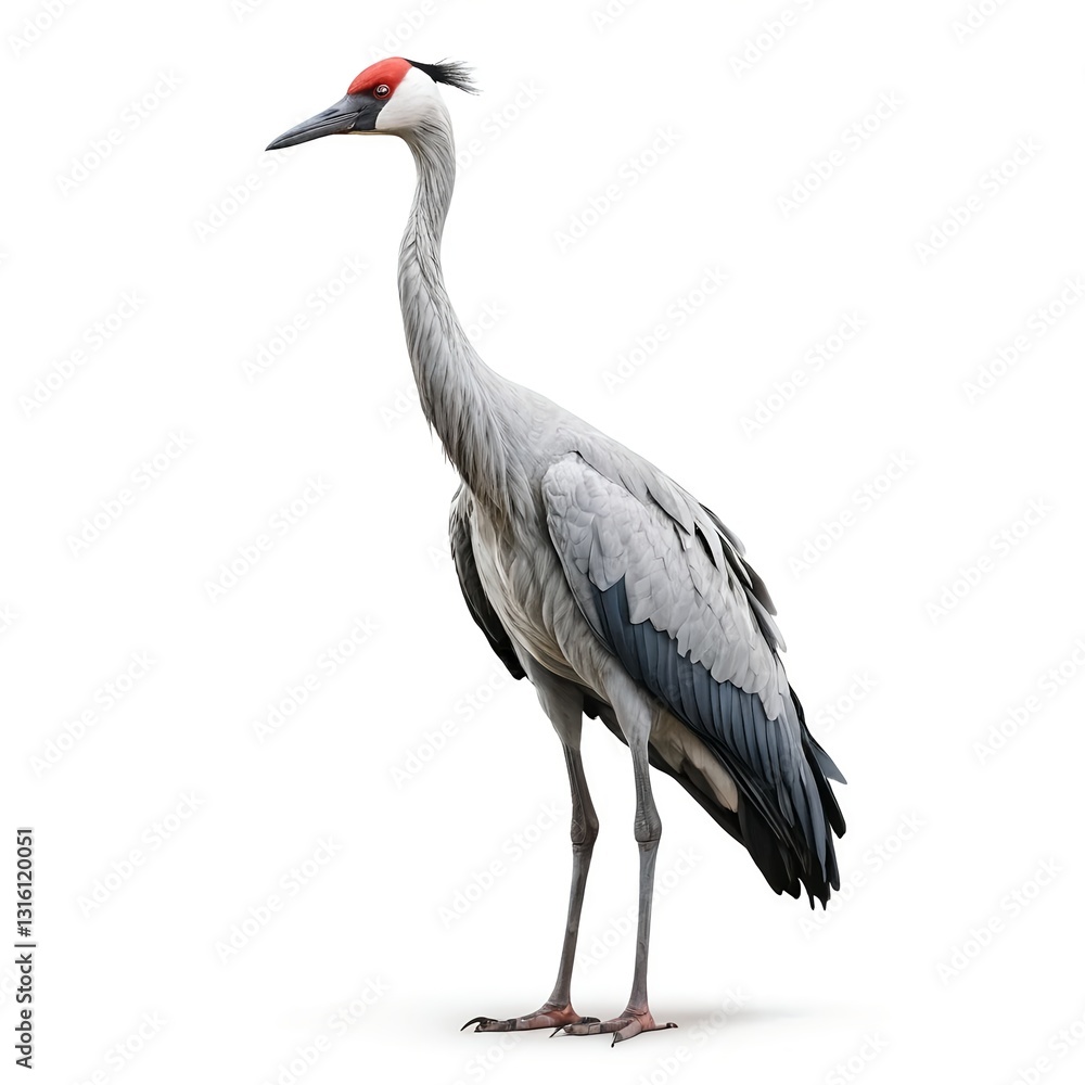 Grey Crowned Crane Isolated on White Grey Crowned Crane Isolated on White
