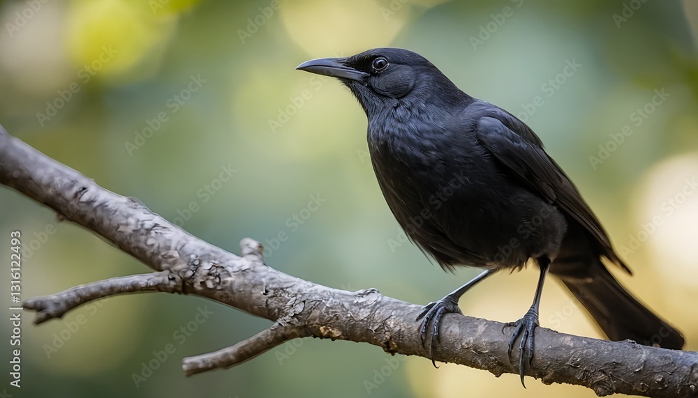 Black Bird Perched on Branch Black Bird Perched on Branch