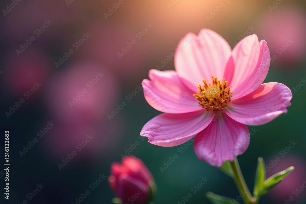 Soft petal hues unfold gently on tender shoots, flowers, petals Soft petal hues unfold gently on tender shoots, flowers, petals