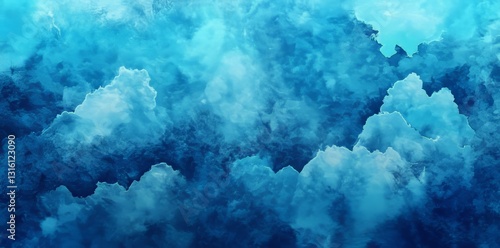 A watercolor piece showcases a gentle blue hue that gradually spreads out over a flawless white background, evoking a sense of calm minimalism