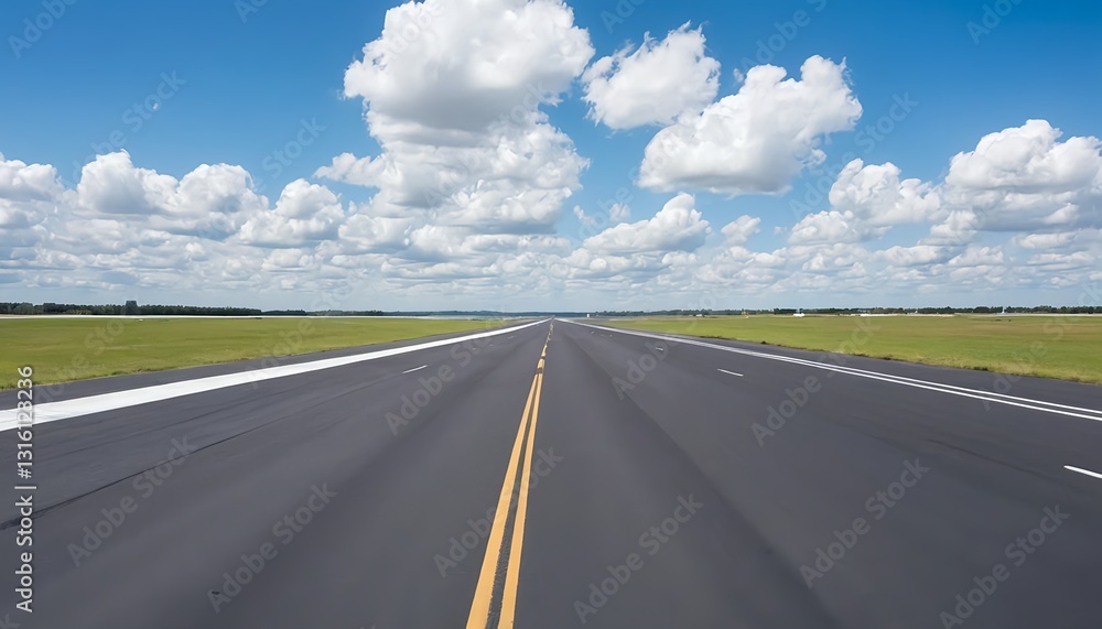 Fototapeta premium Runway to the Horizon under a Blue Sky