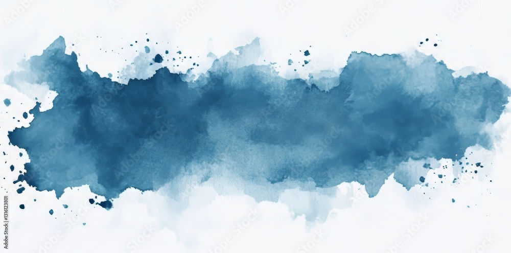 A vibrant artistic texture is formed by a blue watercolor stain on a white background, ideal for incorporating color and creativity into designs A vibrant artistic texture is formed by a blue watercolor stain on a white background, ideal for incorporating color and creativity into designs