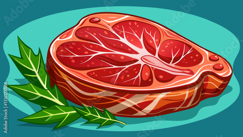 Raw meat steak vector illustration