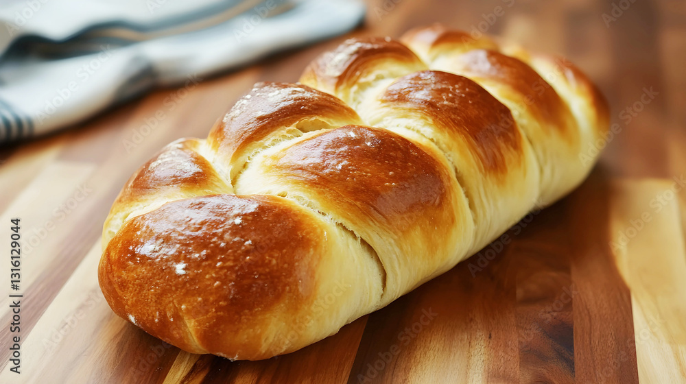 Freshly baked bread on wooden table Freshly baked bread on wooden table