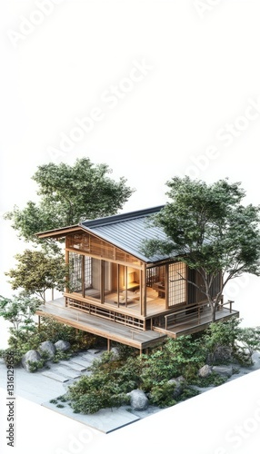 Wallpaper Mural cabin architecture, timber architecture material isolated white background isometric view Torontodigital.ca