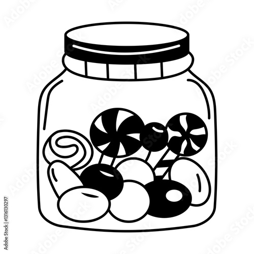 A doodle vector illustration of a candy jar 
