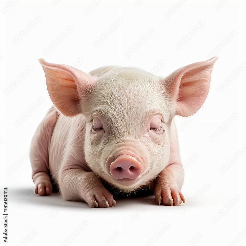 Adorable Pink Piglet Sleeping Adorable Pink Piglet Sleeping