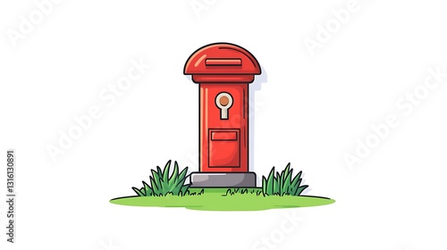 Wallpaper Mural Classic Red Mailbox: A Charming Hand-Drawn Illustration AI Generated Torontodigital.ca