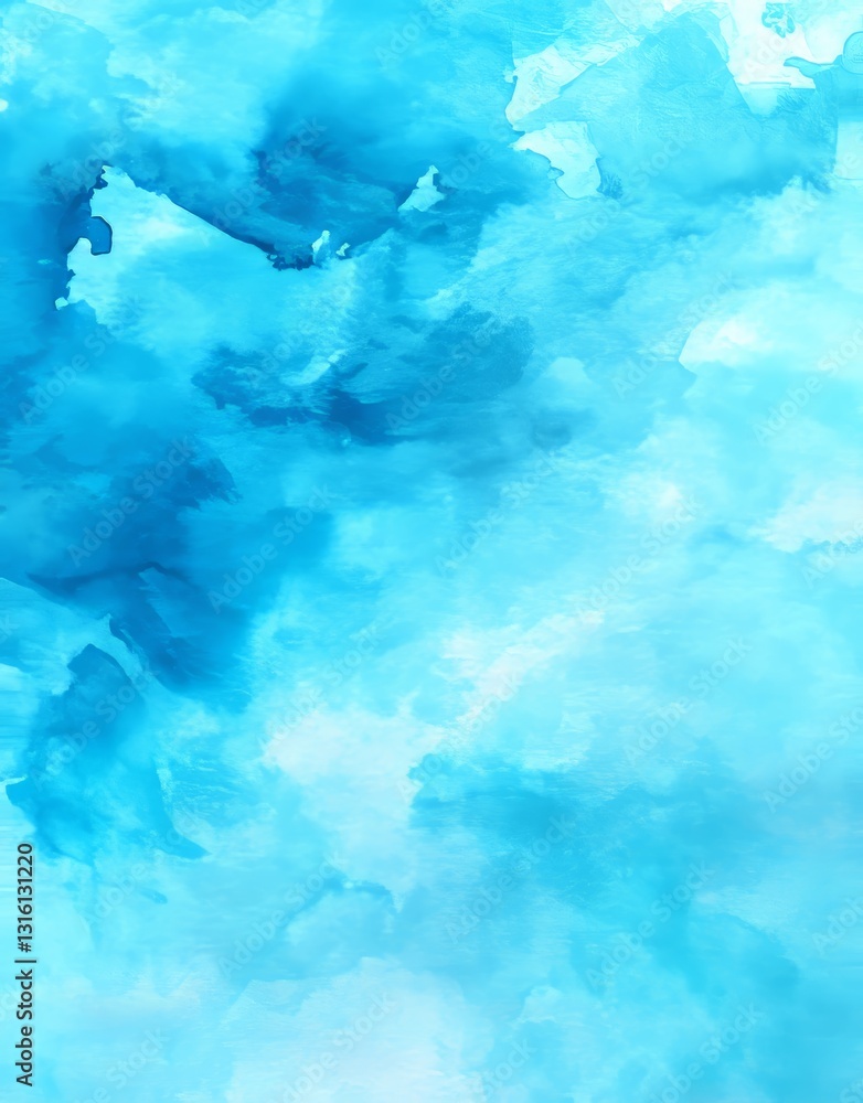 A soft texture is created by a light blue watercolor background A soft texture is created by a light blue watercolor background