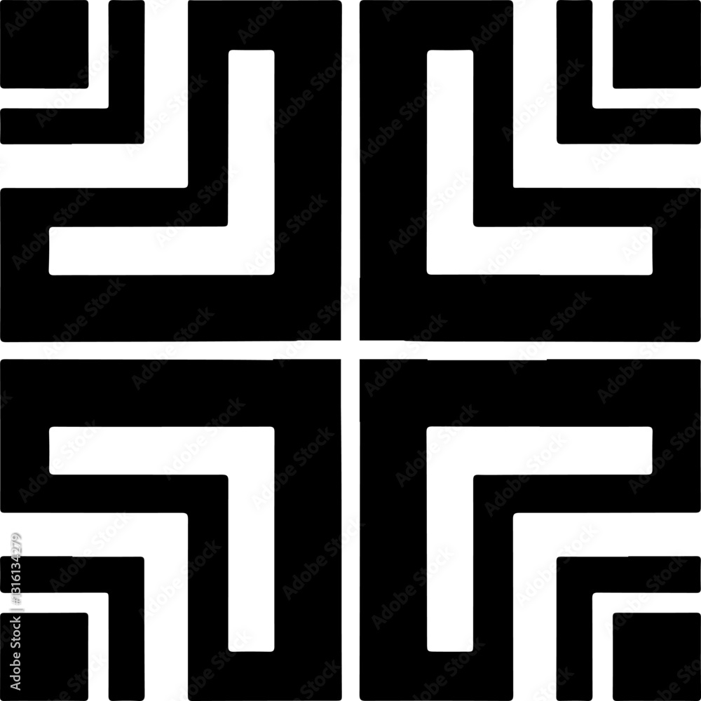 Black and white vector logo abstract square design. Black and white vector logo abstract square design.