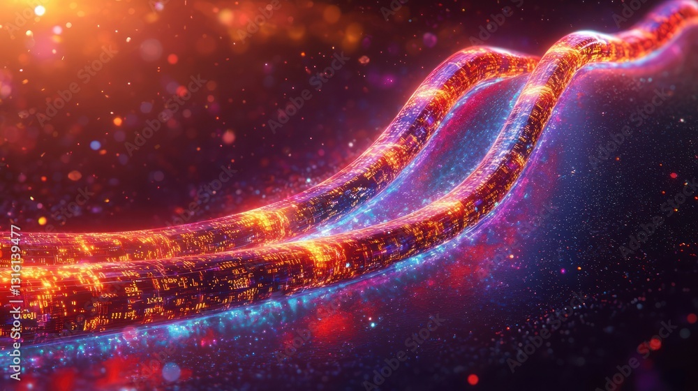 Glowing structure; detailed texture with bright, abstract, red and blue lights Glowing structure; detailed texture with bright, abstract, red and blue lights