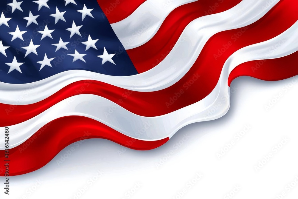 Obraz premium Flowing Stripes and Stars Background: Red, White, and Blue Design