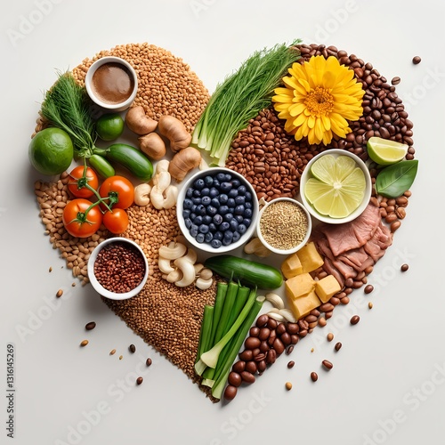 Wallpaper Mural Heart-Shaped Arrangement of Healthy Foods Torontodigital.ca