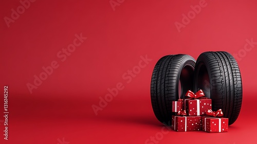 Tires with Christmas ornaments gifts wallpapers
