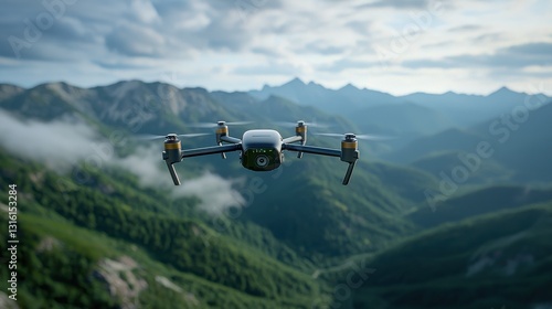 Wallpaper Mural Drone flying over a mountainous landscape with lush greenery. Torontodigital.ca