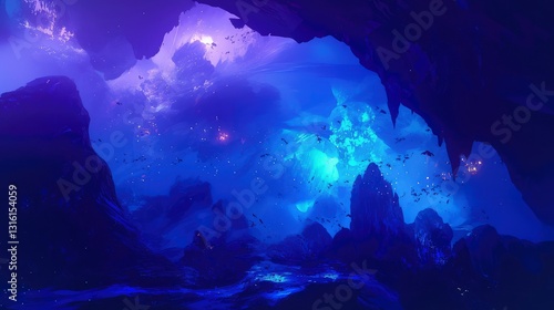 Wallpaper Mural Ethereal Cave Bioluminescent Wonder in a Fantasy Realm Torontodigital.ca