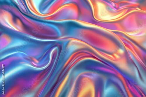 Wallpaper Mural Iridescent fabric with soft folds and vibrant colors creating a mesmerizing abstract design for creative projects and backgrounds Torontodigital.ca
