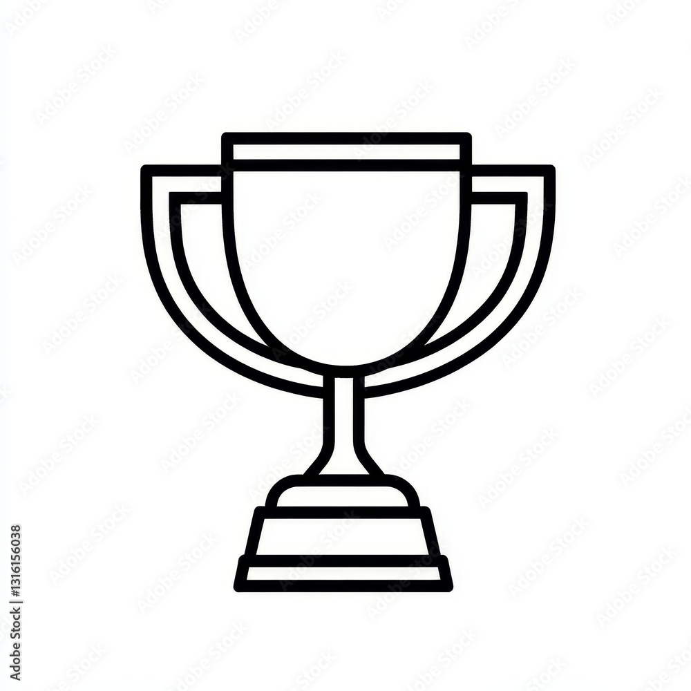 A classic trophy cup represented in minimalist form, embodying the concepts of achievement, victory, and success in competitive or athletic pursuits A classic trophy cup represented in minimalist form, embodying the concepts of achievement, victory, and success in competitive or athletic pursuits