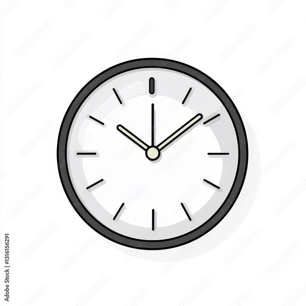 A clock featuring a simple black line design and clean markers for hours and minutes A clock featuring a simple black line design and clean markers for hours and minutes