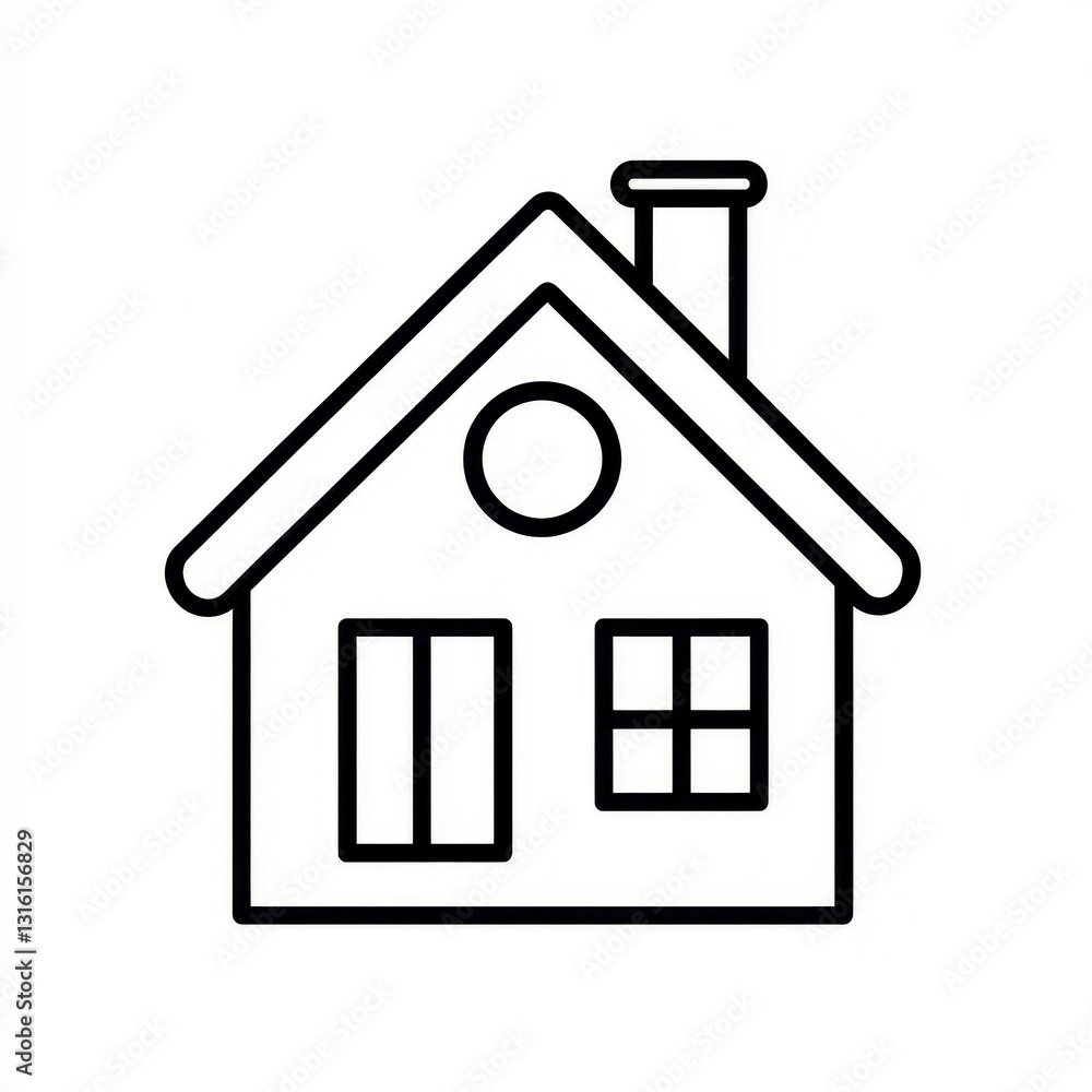 Line art icon of a cozy house symbolizing warmth, home, and family, perfect for real estate and housing projects Line art icon of a cozy house symbolizing warmth, home, and family, perfect for real estate and housing projects