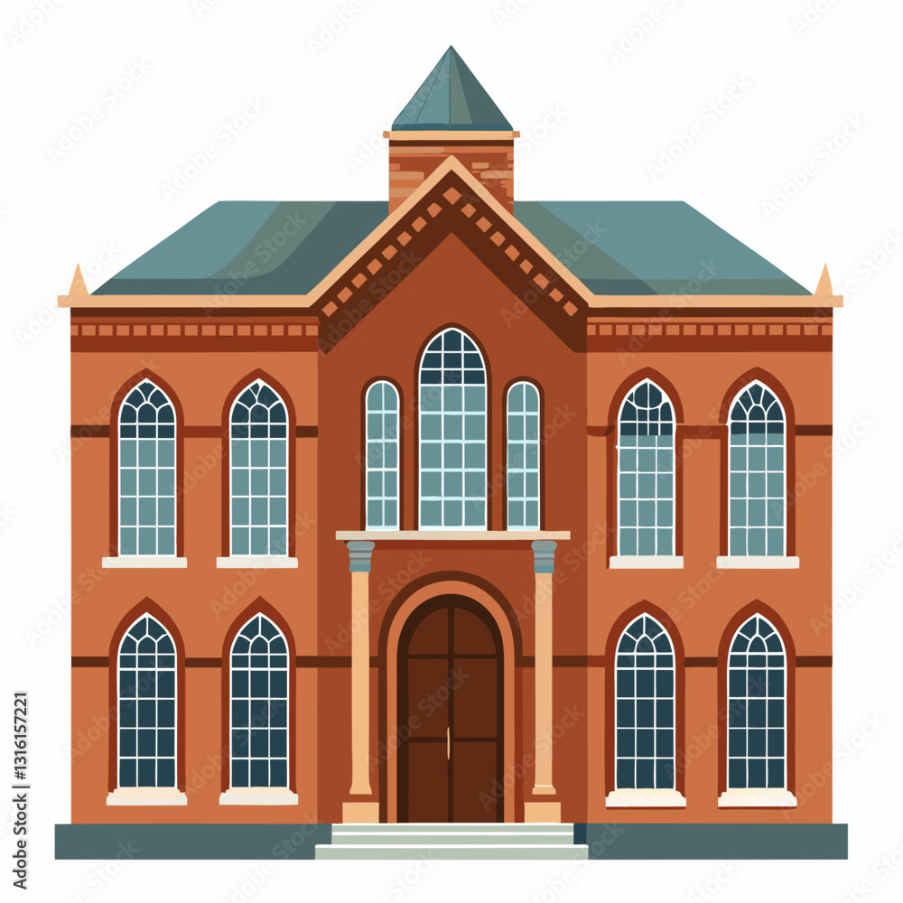 historic brick library with tall arched windows historic brick library with tall arched windows
