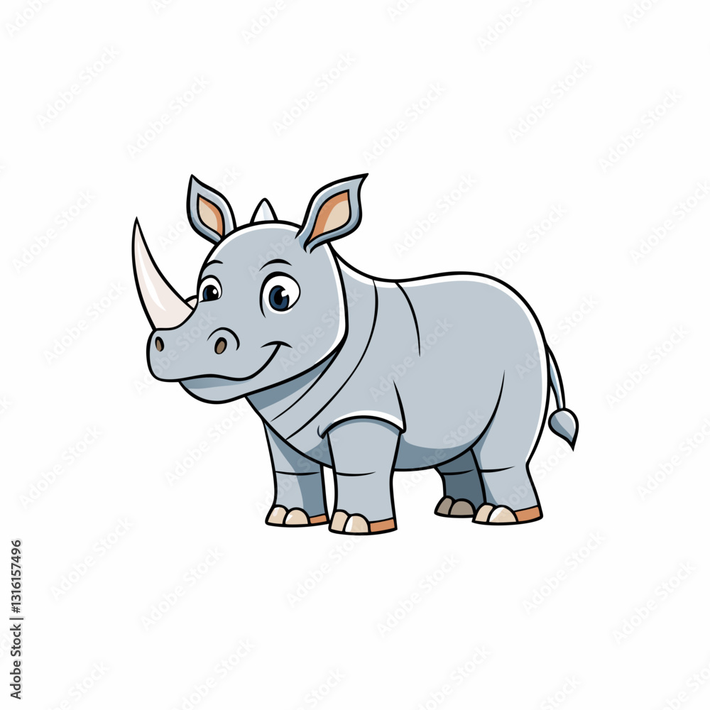 Naklejka premium rhino cartoon isolated on white