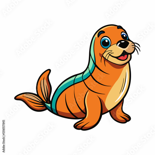 vector illustration of cartoon sea lion
