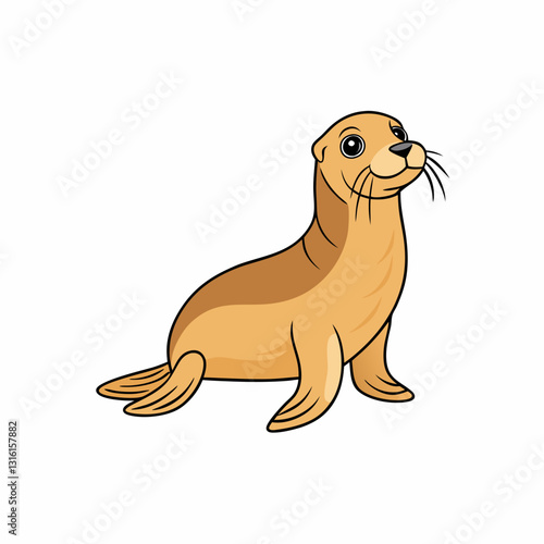 vector illustration of cartoon sea lion