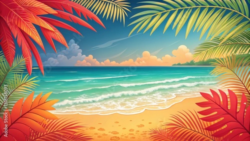 Beach vacation bliss a bright and cheerful tropical scene summer vibes serene ocean view nature's canvas