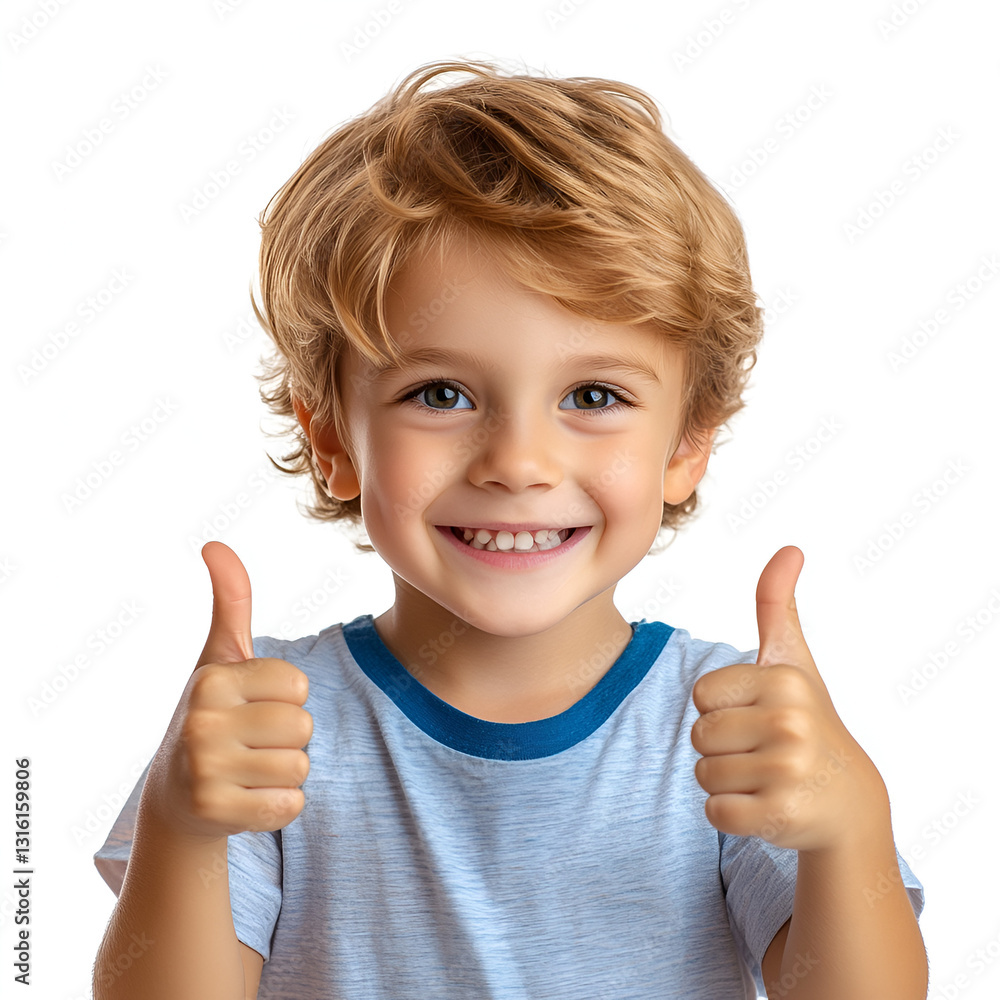 Cheerful smiling kid showing thumbs up isolated Cheerful smiling kid showing thumbs up isolated