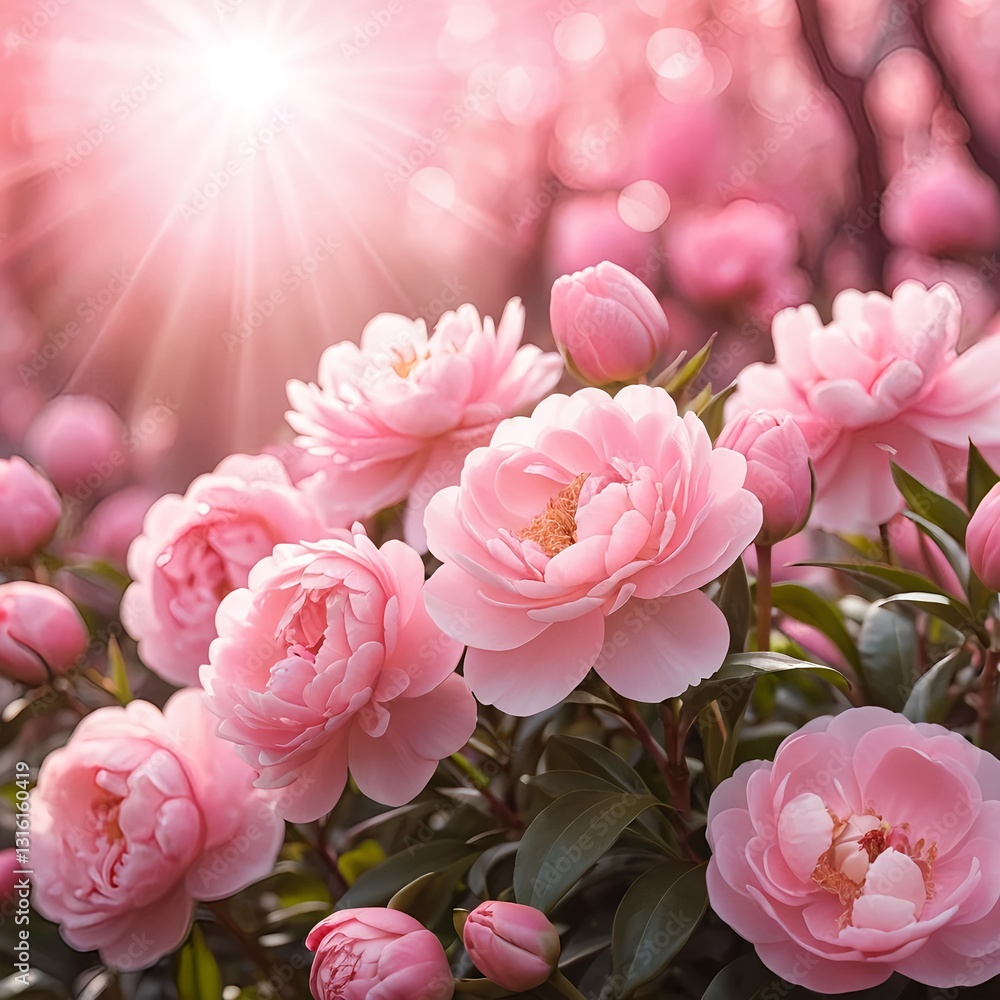 Obraz premium Sunlit Pink Peonies