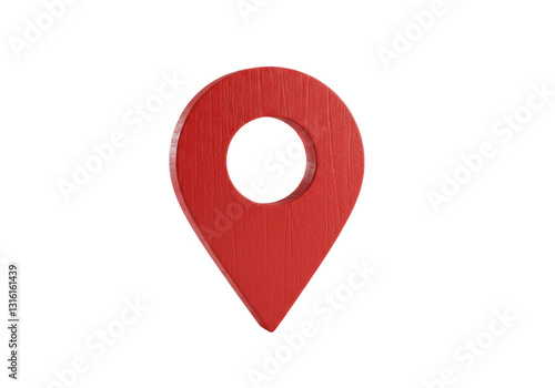 Isolated Red Wooden Location Pin Symbol