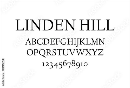 Linden Hill font for logo and headline. Isolated vector typeset