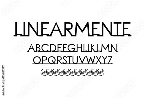 Linearmente font for logo and headline. Isolated vector typeset