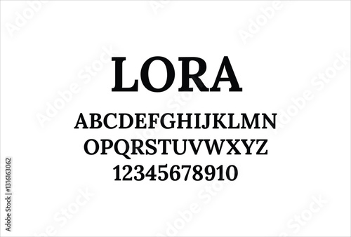 Lora font for logo and headline. Isolated vector typeset