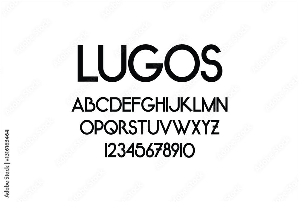 Lugos font for logo and headline. Isolated vector typeset Lugos font for logo and headline. Isolated vector typeset