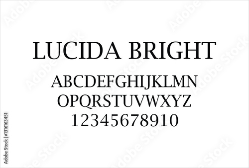 Lucida Bright font for logo and headline. Isolated vector typeset