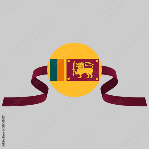 Sri Lanka flag with ribbon behind