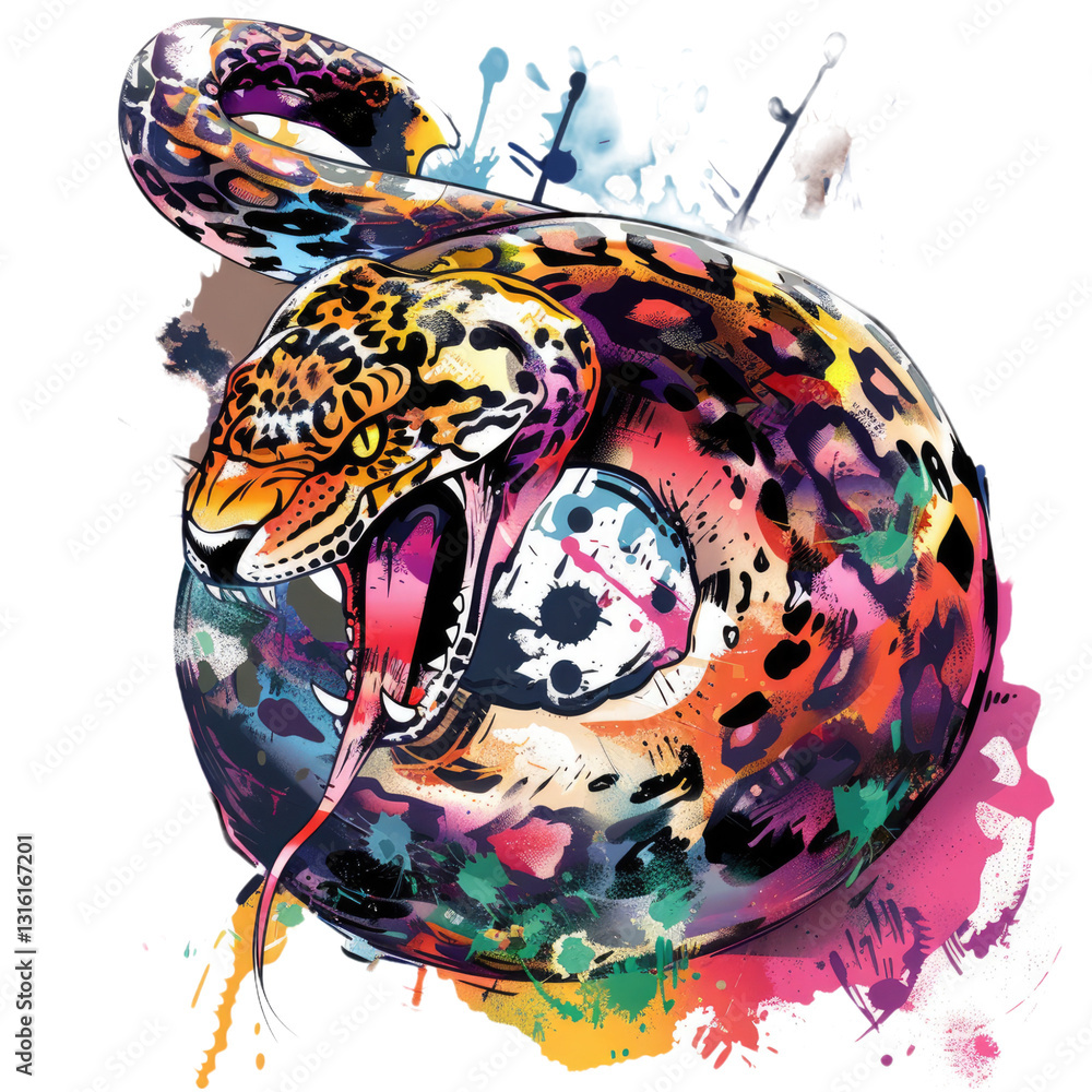Obraz premium Neon Color snake for shirt print vector design