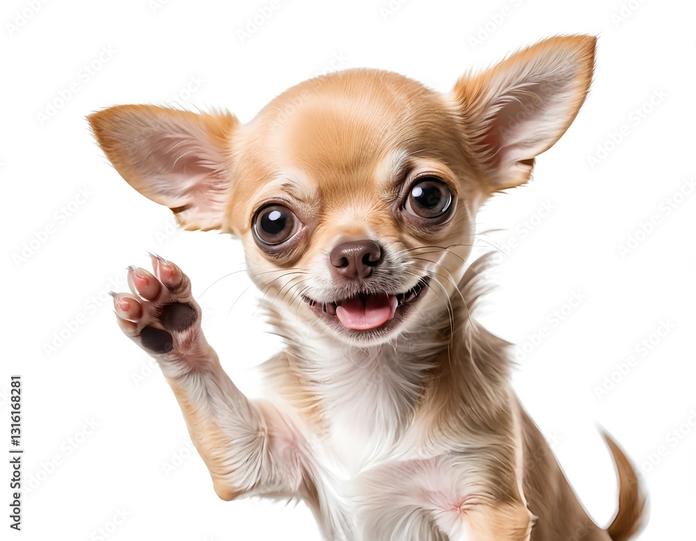 Fototapeta premium Happy Chihuahua Puppy Raising Paw