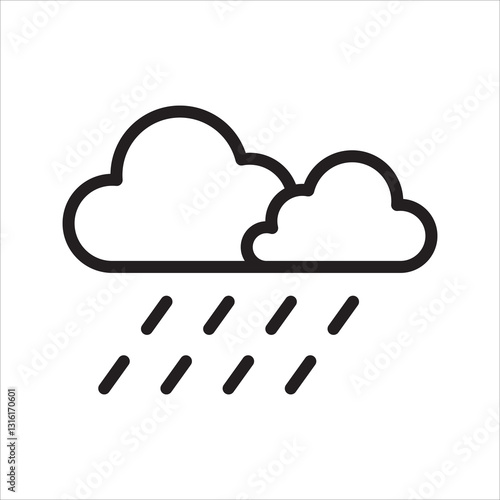 heavy wind rain simple line icon