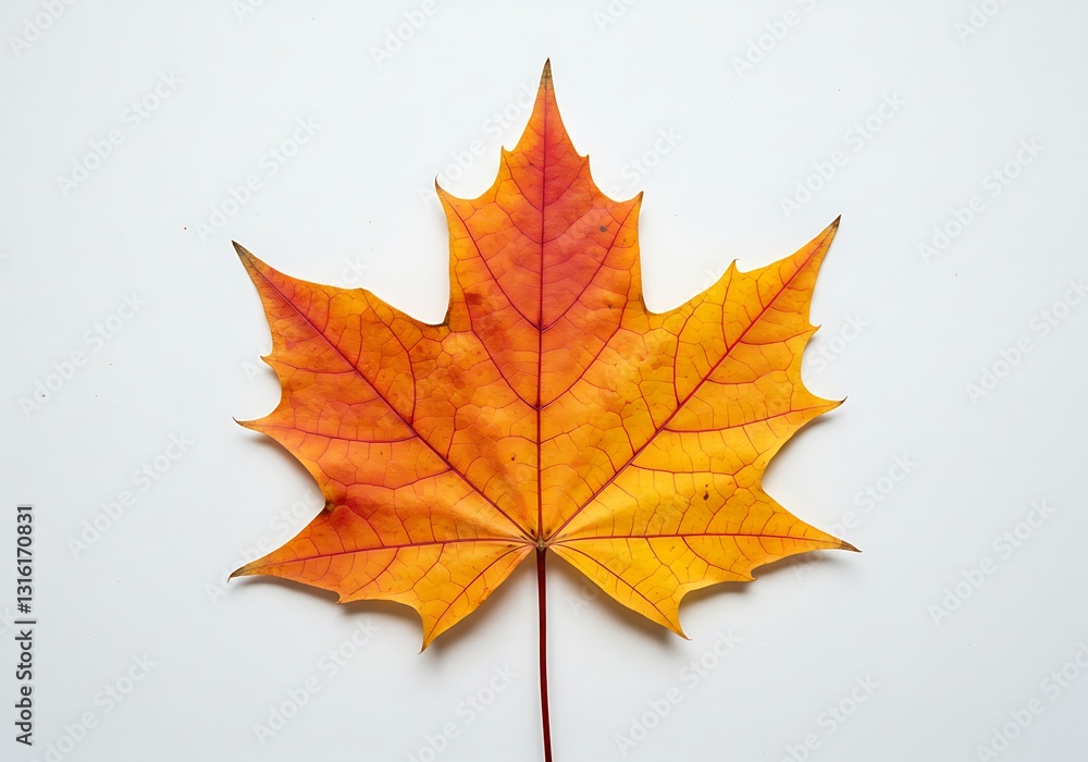 Fototapeta premium Single Maple Leaf in Autumn Colors on White Background