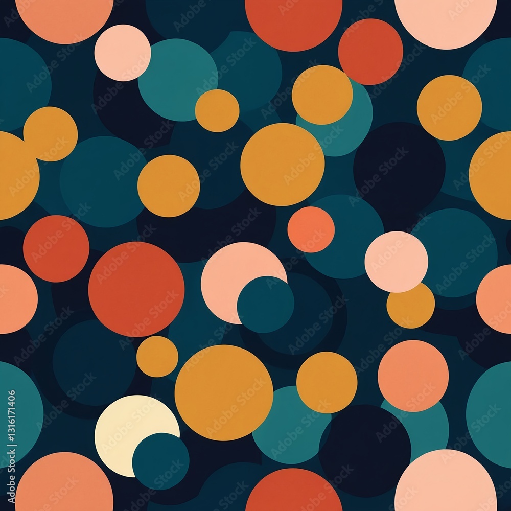 Abstract Geometric Pattern with Overlapping Circles in Warm and Cool Tones Abstract Geometric Pattern with Overlapping Circles in Warm and Cool Tones