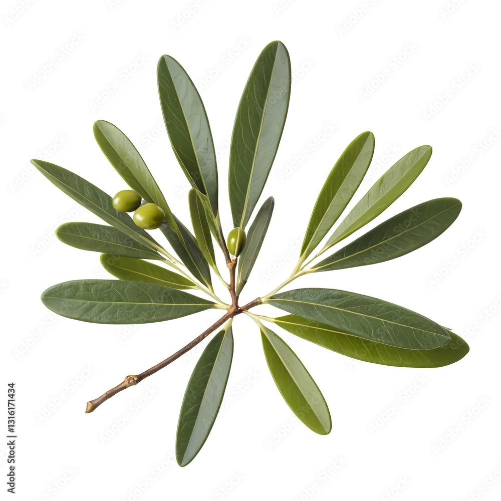Obraz premium Green Olive Branch with Fruits Isolated on White