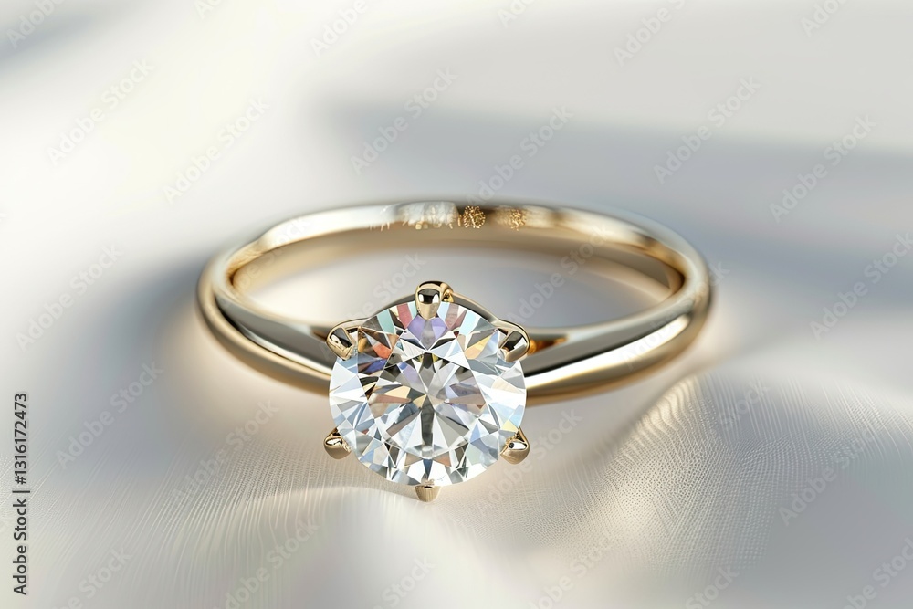 Detailed Visual of a Single Solitaire Diamond Engagement Ring on a White Background Detailed Visual of a Single Solitaire Diamond Engagement Ring on a White Background