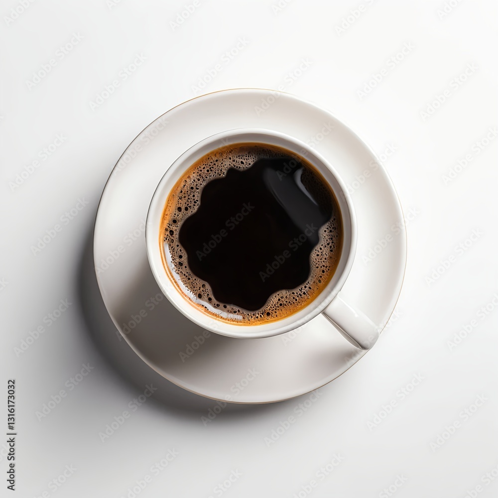 Overhead View of a Cup of Black Coffee Overhead View of a Cup of Black Coffee