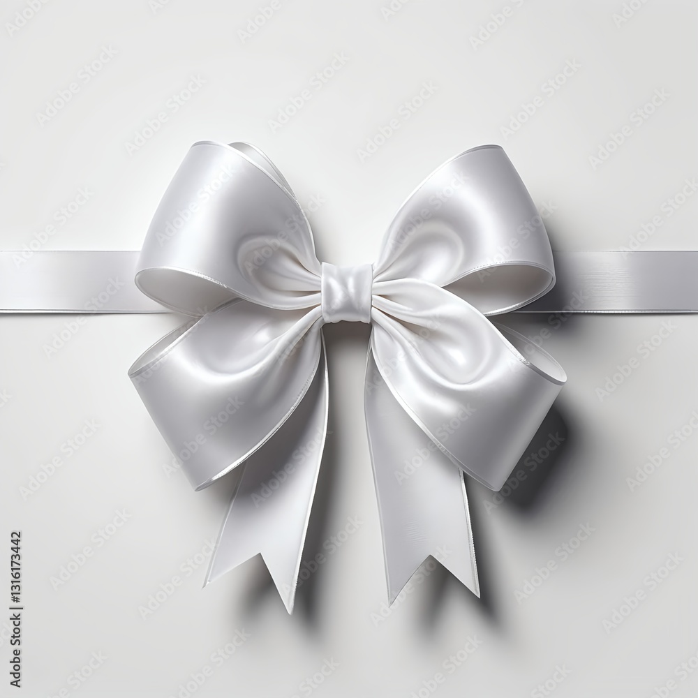 Naklejka premium Elegant White Satin Ribbon Bow